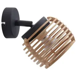 Lindby Wandleuchte Ediz, Metall, Schwarz IP20, 1 x 10 W LED - Moderne Wandleuchte aus Eisen und Holz, verstellbarer Schirm für gezielte Lichtlenkung, ideal für Flur, Wohnzimmer oder Schlafzimmer.