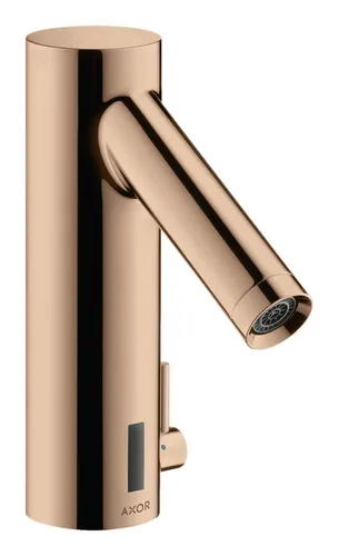 Axor Starck Elektronik-Waschtischmischer - Polished Red Gold - Waschtischarmaturen mit Temperaturregulierung und Batteriebetrieb für komfortable und sichere Nutzung im Badezimmer.
