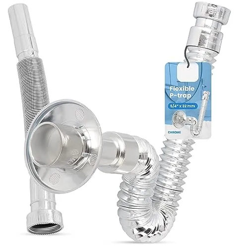 Siphon Waschbecken 5/4 x 32 mm Flexibel Abfluss Geruchsverschluss Abflussrohr Röhrensiphon für Küchenspüle Küche spülbecken Badezimmer