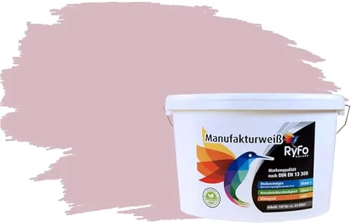 RyFo Colors Wand- und Deckenfarbe Manufakturweiß Rottöne - Hochdeckende, matte Wandfarbe für Innenräume, ideal für Wohnräume und Küchen. Ergiebigkeit: 1 L für ca. 8 m². Atmungsaktive Qualität, einfach zu verarbeiten und schnell trocknend.