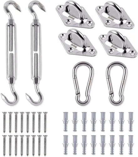 Sekey Sonnensegel Sonnenschutz Befestigungsset Sonnensegel Zubehör für die Montage, 40-teiliges Set für rechteckige und quadratische Sonnensegel