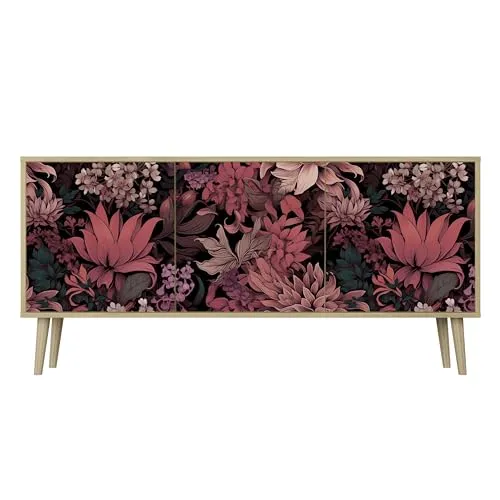 HEALANCY Komodenschrank - Kommode mit 3 Türen- Flurkommode- Schrank - Highboard - Kleiderschrank Möbel - Wohnzimmer Schlafzimmer Esszimmer Flur - Sideboard- Riva-Eiche