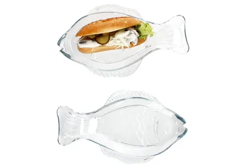 MamboCat Servierplatte 2x Fischplatte OSLO Gr. M LxB 29x16cm Glas Fisch-Relief Servier-Teller, Glas
