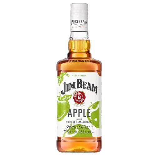 Jim Beam Apple Whisky - Fruchtiger Apfel-Likör - Whisky mit 32,5% Vol., 0,7 Liter Flasche, ideal für Cocktails oder pur, mit einzigartigem Apfelgeschmack und erfrischendem Aroma.