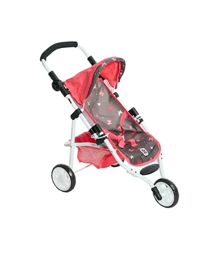 Bayer Chic 2000® Puppenbuggy Lola – Faltbarer 3-Rad Jogger - Puppenwagen für Puppen bis 50 cm, höhenverstellbarer Griff (33-62 cm) und einfach zusammenklappbar – ideal für drinnen und draußen.