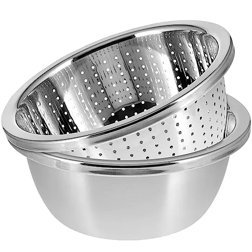 GRÄWE Seiher und Schüssel Set, Ø 20 cm, 2-teilig, Edelstahl
