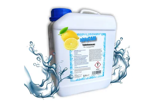 BlueCraft Sanitärflüssigkeit 2,5 L für mobile Camping Toiletten Sanitärzusatz Campingtoilettenreiniger (Toilettenzusatz WC Konzentrat Tankzusatz mit Citronenduft, [1-St. Sanitärkonzentrat für Abwassertank Zusatz für Chemietoiletten)