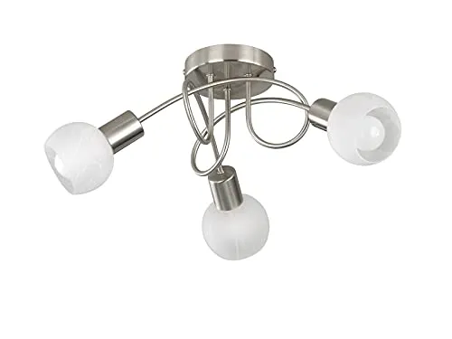 meineWunschleuchte Deckenleuchte 3-flammig mit Glasschirmen Weiß Ø 47cm