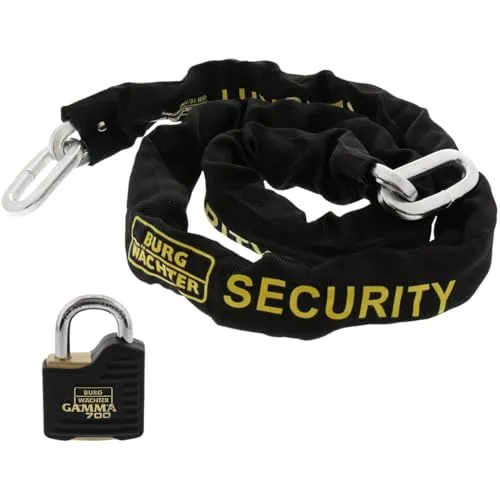 Burg-Wächter Fahrradschloss GKM 10 150 700 - Kettenschloss, 150 cm lang, Sicherheitslevel 6, gehärteter Stahl mit Textil-Ummantelung zum Schutz vor Kratzern