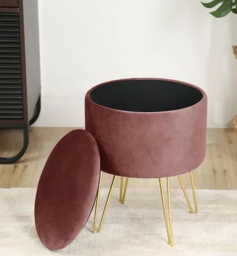 Raumhirsch Furniture Sitzhocker Dunkelrosa, Oval, 35x45x35 cm – Eleganter Hocker für jeden Raum - Moderner Sitzhocker aus hochwertigem Samt mit stabilen Metallbeinen. Ideal für Wohnzimmer, Esszimmer oder Home Office – vereint Stil und Komfort für lange Abende.