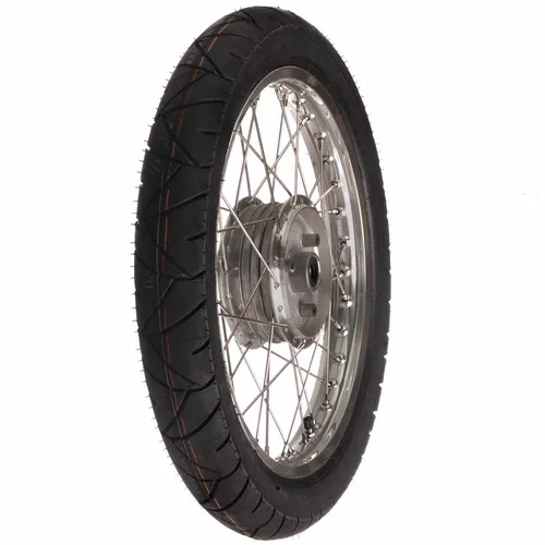 Komplettrad vorn 1,5x16 Zoll Alufelge m. Edelstahlspeichen + Heidenau-Reifen K55