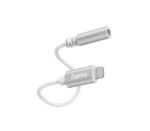 Hama Aux Adapter Lightning zu 3,5 mm Klinke - Apple Lightning Adapter für den Anschluss von Smartphones oder Tablets an 3,5 mm Klinkenstecker. MFI-zertifiziert, mit flexiblem Kabel und hochwertigem Aluminiumgehäuse für besten Klang und einfache Bedienung.