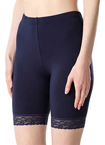 Bellivalini Damen Kurze Leggings mit Spitze BLV50-217 (Dunkelblau, XL)
