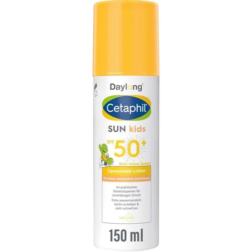 Cetaphil Sun Daylong Kids SPF 50+ Lotion - Sonnenpflege für empfindliche Kinderhaut, dermatologisch getestet, bietet zuverlässigen UVA- und UVB-Schutz, zieht schnell ein und ist wasserfest.