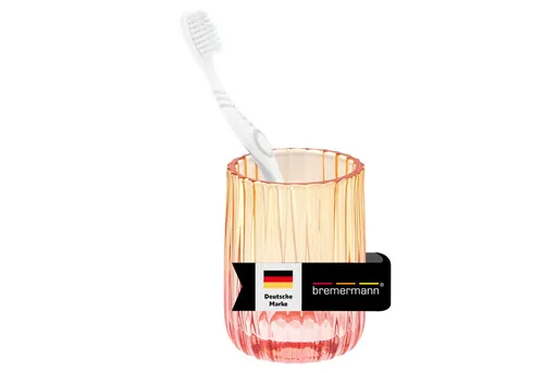 bremermann Zahnputzbecher Zahnputzbecher aus Glas, Zahnbürstenhalter, Zahnputzglas, rot/orange