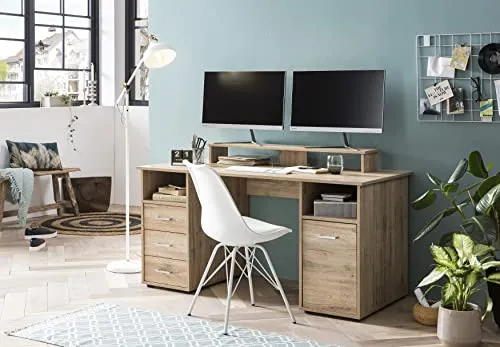 Schildmeyer Schreibtisch Baku - 150 cm, Made in Germany, Beige - Kinderschreibtisch mit 3 Schubladen und 2 offenen Fächern, ideal für kreatives Arbeiten und Lernen. Pflegeleicht und aus FSC®-zertifiziertem Holzwerkstoff, perfekt für jedes Kinderzimmer.