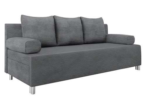 Mirjan24 Schlafsofa Greige 3-Sitzer mit Schlaffunktion - Sofa mit Bettkasten und Schlaffläche von 192x133 cm, ideal für Wohnzimmer und Gästezimmer – stilvoll und funktional.