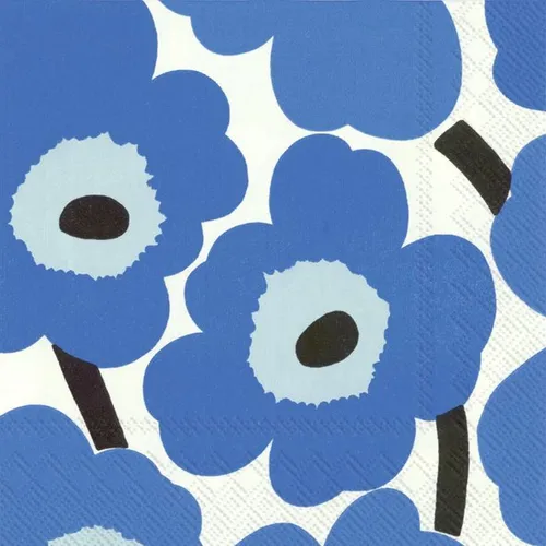 Marimekko Cocktail Servietten Unikko Blue 25 x 25 cm