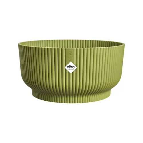 elho Vibes Fold Bowl 25 - Blumentopf für Innen - 100% recyceltes Plastik - Ø 24.9 x H 12.1 cm - Grün/Ferngrün