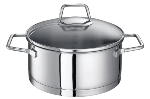 Schulte-Ufer Bratentopf Wega, 16 cm Edelstahl Kochtopf - Hochwertiger Kochtopf aus rostfreiem Edelstahl 18/10 mit Ecotherm® Allherd-Aluminium-Kapselboden, ideal für alle Herdarten inklusive Induktion, spülmaschinengeeignet und backofenfest.