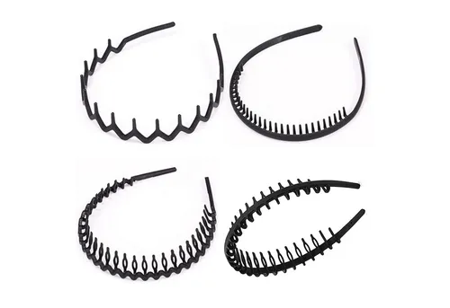Haarband Männer Zickzack Rutschfest Matt Schwarz – 4 Stück - Praktisches Set von 4 Haarbändern für Männer, ideal für Sport und Alltag. Rutschfestes Design mit mattierter Oberfläche sorgt für sicheren Halt und hohen Tragekomfort. Flexibel und leicht, perfekt für unterwegs!