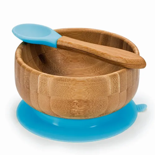 Baby Babyschale aus Bambus - Bambusschale Kinder Breischale Schüssel m. Saugnapf