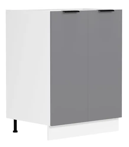 VCM Küchenschrank | Unterschrank mit zwei Drehtüren - Midi- & Hochschrank für Küchen, praktischer Unterschrank mit verstellbaren Füßen und geschlossenem Stauraum, Maße H. 82 x B. 60 x T. 46 cm.
