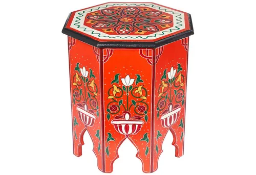 Orientalischer Beistelltisch Blumenhocker Gargar Rot