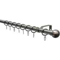 GARDINIA Gardinenstangen-Set Kugel, 1-läufig, 220 cm - Ein stylisches Komplettset mit stabiler Gardinenstange (Ø 19 mm) in Edelstahl-Optik, inklusive Befestigungsmaterial für eine einfache Montage und eine wohnliche Atmosphäre.