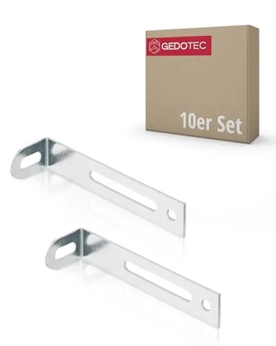 Gedotec Wand-Befestigung mit Kipp-Sicherung zur Befestigung von Möbel & Schränke | Anschraubwinkel zum Schrauben - H7901 | Stahl verzinkt | 77 x 21 x 15 mm | 10 Stück - Winkel-Verbinder mit Langloch