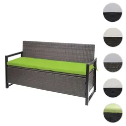 Poly-Rattan 3er Sitzbank HWC-F39 - Gartenbank mit integriertem 215L Staufach, wasserabweisend und pflegeleicht. Ideal für Garten, Terrasse oder Balkon - perfekte Kombination aus Komfort und Funktionalität.