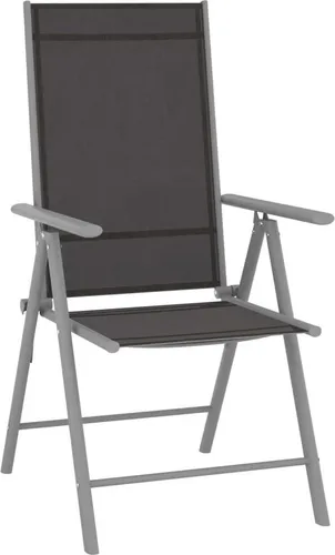 vidaXL Klappbare Gartenstühle 2er Set - Schwarz - Gartenstühle aus leichtem Textilene mit 7-fach verstellbarer Rückenlehne für optimalen Komfort. Ideal für entspannte Stunden im Freien, klappbar für einfache Lagerung und Transport.