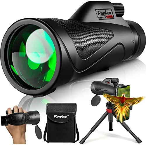 Pankoo 12 x 60 Monokularteleskop High Powered mit Smartphone Adapter Stativ und tragbarer Tasche, größeres Vision Monokular für Erwachsene mit BAK4 Prisma eFMC Objektiv, geeignet für Vogelbeobachtung