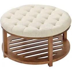 VEVOR Runder Couchtisch mit Ablagefläche aus Massivholz von Vevor