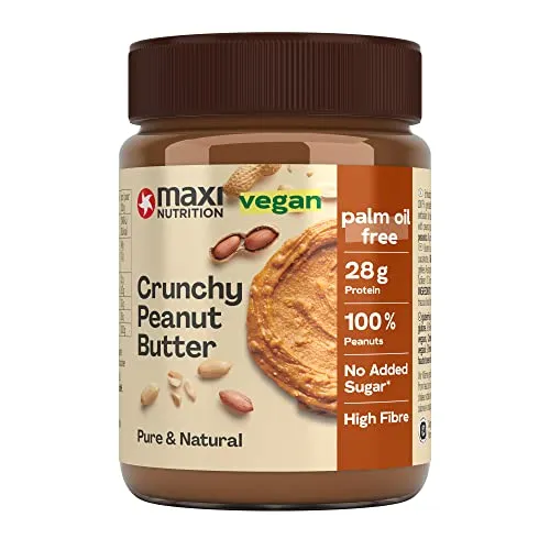 MaxiNutrition Crunchy Peanut Butter, 350g, 100% Erdnüsse, ohne Zucker, mit 28g Protein, ohne Palmöl