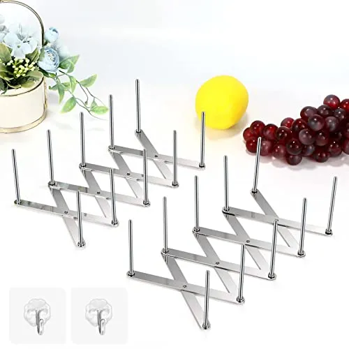 Miiepls Creative Home 2 Stück Rippchenhalter und Deckelhalter aus Edelstahl, Teleskop-Edelstahl-Tellerregal für Küchentopf-Abdeckung