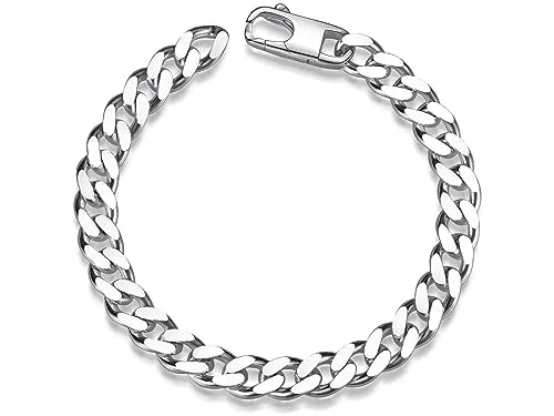 Echtes 925 Silber Panzerkette Armband 21cm, 8mm in silber von Silberketten-Store