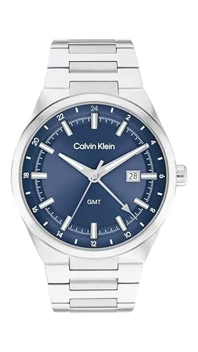 Calvin Klein Distinguish Herren Uhr mit DREI-Zeiger-Quarzwerk - Armbanduhren für Herren mit GMT-Funktion zur Verfolgung einer zweiten Zeitzone, stilvolles Design und robustes Edelstahlarmband für den modernen Mann.