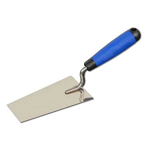 DEWEPRO Putzkelle Berner Form 145x80x55mm – Edelstahl Stuckkelle Mit 2-Komponenten-Griff – Kleine Maurerkelle Für Putz, Stuck & Mörtel – Langlebige Profi Stuckateurkelle Für Präzises Arbeiten