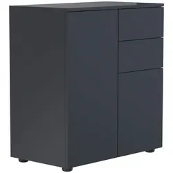 VCM Kommode Dalosa 4-Fach 918338, anthrazit - Flügeltürenschränke Holz, Kunststoff mit 2 Türen und 2 geräumigen Schubladen, modernes Design mit Push-to-open Technik für einfachen Zugriff