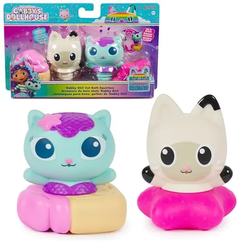 Gabby's Dollhouse: Gabby Cat Bath Squirters, Mercat & Pandy Paws Schwimmendes Kleinkind-Badespielzeug für Mädchen und Jungen ab 3 Jahren