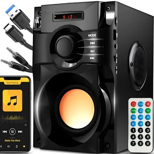 Retoo 15 W Kabelloser Bluetooth Lautsprecher mit Radio - Tragbarer Bluetooth-Lautsprecher mit 9 Stunden Akku-Laufzeit, FM-Radio und AUX/Micro-SD-Eingang für unvergessliche Partys überall.