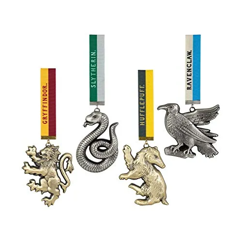 The Noble Collection Ornament Haus Maskottchen Ornamente - Harry Potter (4 St) - Harry Potter Haus Maskottchen Ornamente aus Metall und Textilie, 12 cm groß - perfekte Deko für Fans und Sammler