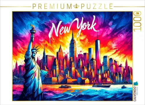 CALVENDO Puzzle New York – Imposant in Tusche eingefangen | 1000 Teile Lege-Größ