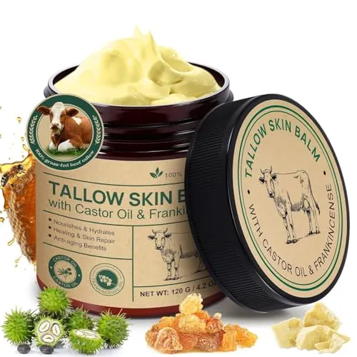 Beef Tallow Cream, Tallow Creme Rindfleisch Talg Creme Rindfleisch Talg und Honigbalsam Hautpflege mit Räucheröl Rizinusöl Balsam, 100% Grassfed für die Hautpflege