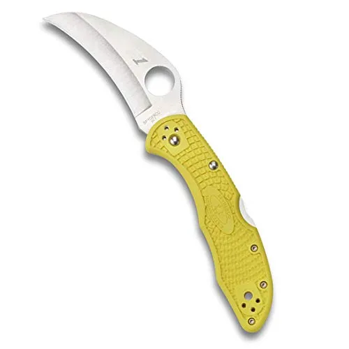 Spyderco, Taschenmesser, Tasman Salt 2 Lockback, Klinge: 7 cm, Rot, Klappmesser, Taschenclip, Satin Finish, gelb