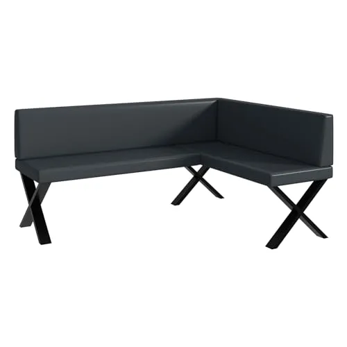 MEBLINI Eckbank für Esszimmer - Küchenbank - Essecke - Sitzecke Küche - Toni - X-Beine 128x168x87cm Rechts - Dunkelgrau Kunstleder