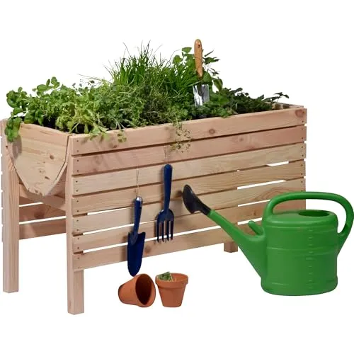 dobar® 58196e Hochbeet - Kompaktes Gemüse- und Kräuterbeet aus Holz - Hochbeet aus wetterfestem Kiefernholz (100 x 45 x 60 cm) - Ideal für Balkon, Garten oder Terrasse. Inklusive Pflanzfolie für einfache Bepflanzung. Hochwertige Handarbeit aus Europa.