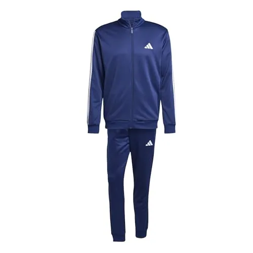 adidas Performance Herren Trainingsanzug 3S French Terry - Bequemer Trainingsanzug in Dunkelblau mit Regular Fit, ideal für Fitness und Sport. Hergestellt aus 100% Polyester, pflegeleicht und für Maschinenwäsche geeignet.