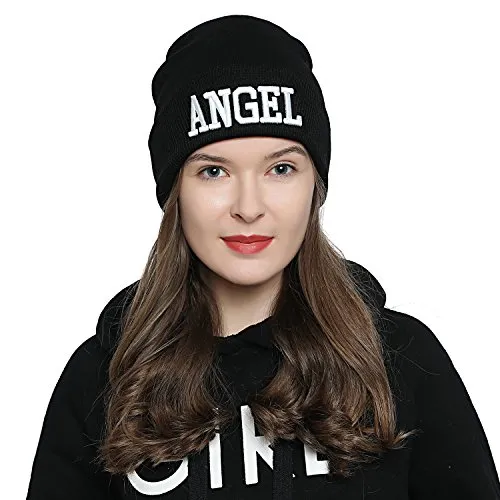 DonDon Mütze Damen Beanie Statement Wintermütze Angel